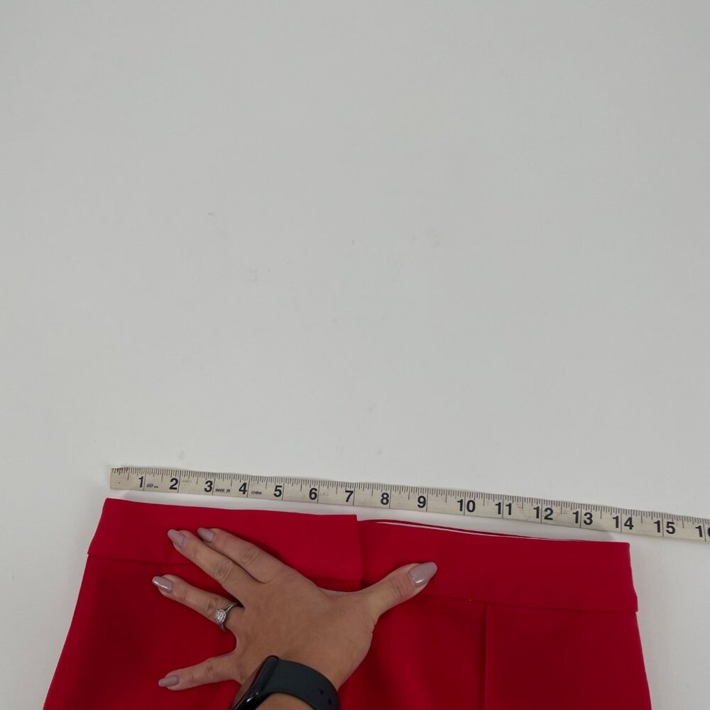 Yigal Azrouël Womens Size 4 Red Tailored Trousers Slim Fit Luxury Bold Classic - Picture 8 of 10